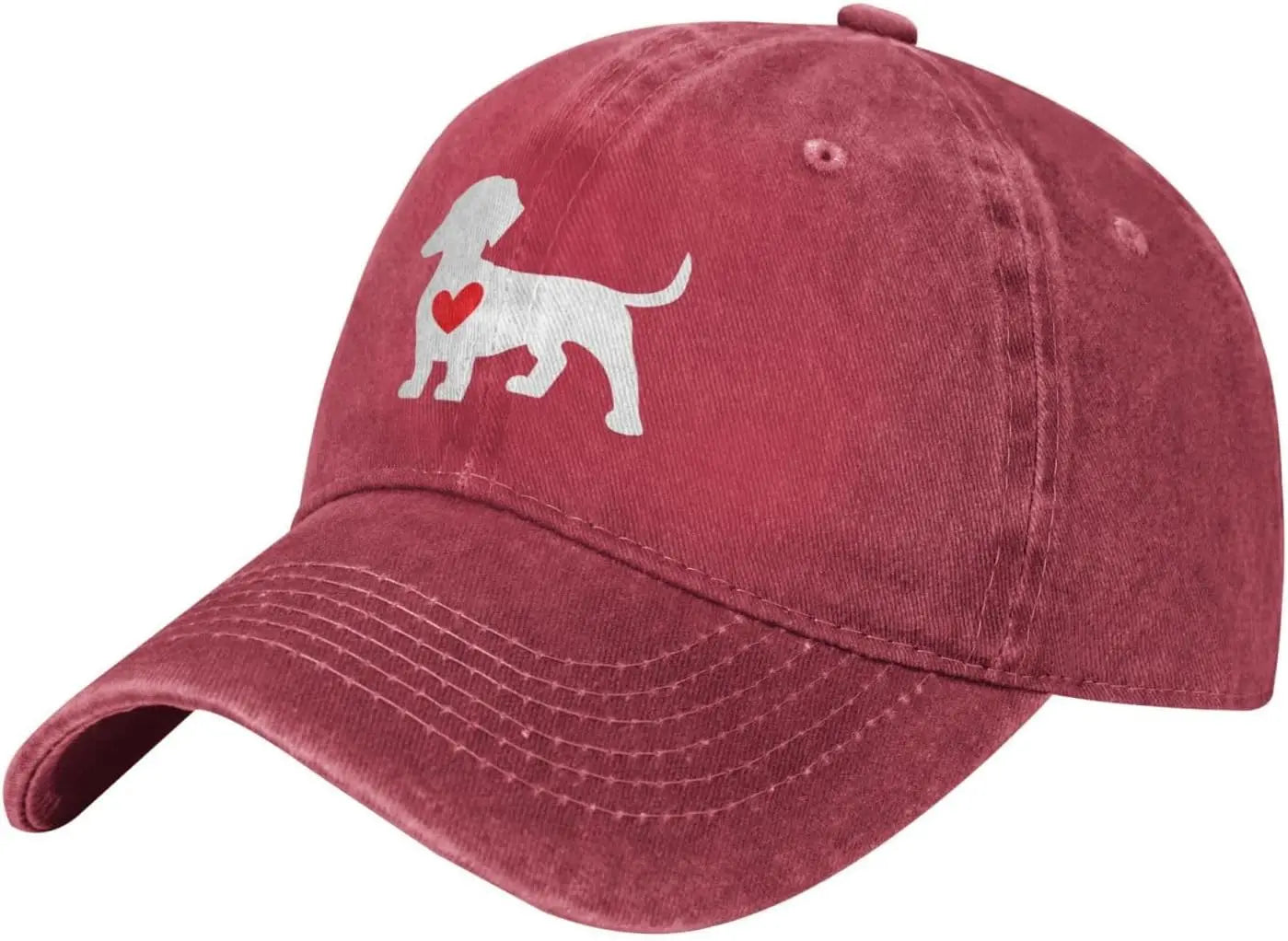 Dog Lover Heart Silhouette Cotton Baseball Cap