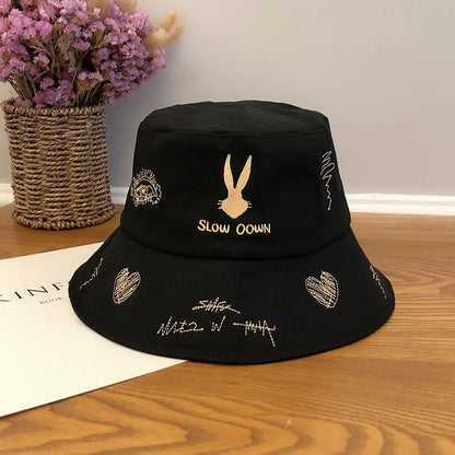 Unisex Embroidered Summer Bucket Hat