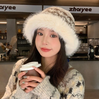 Windproof Faux Fur Winter Bucket Hat