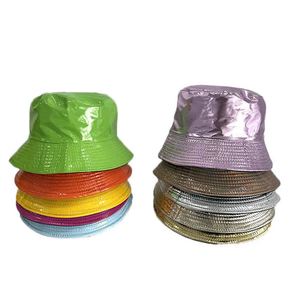 Shiny PU Leather Hip-Hop Bucket Hat
