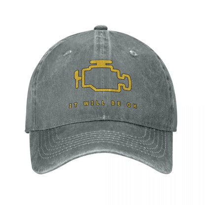 Mechanic Check Engine Light Washed Baseball Cap
