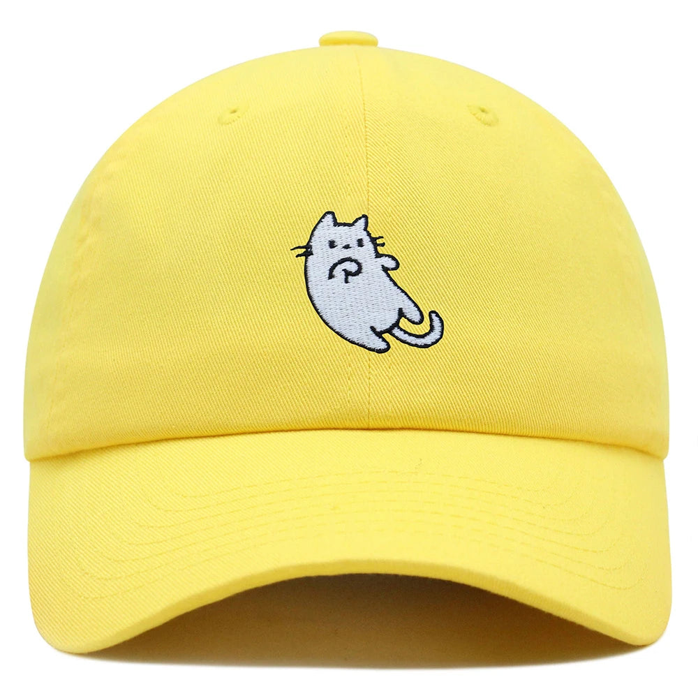 White Cat Kawaii Embroidered Adjustable Baseball Cap
