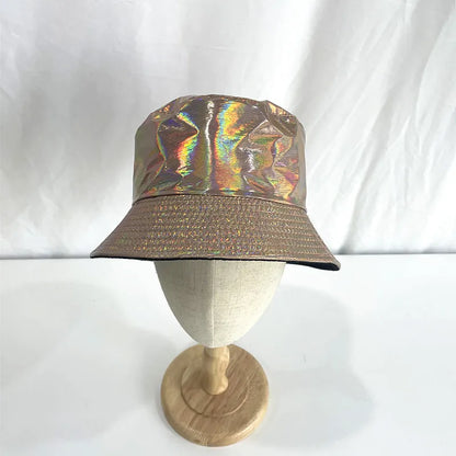 Laser Color Reversible Leather Bucket Hat Men Women