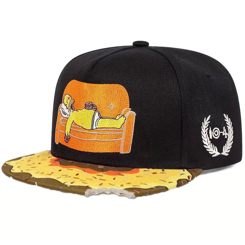 Unisex Donut Lazy Sofa Embroidery Flat Brim Hip Hop Baseball Cap