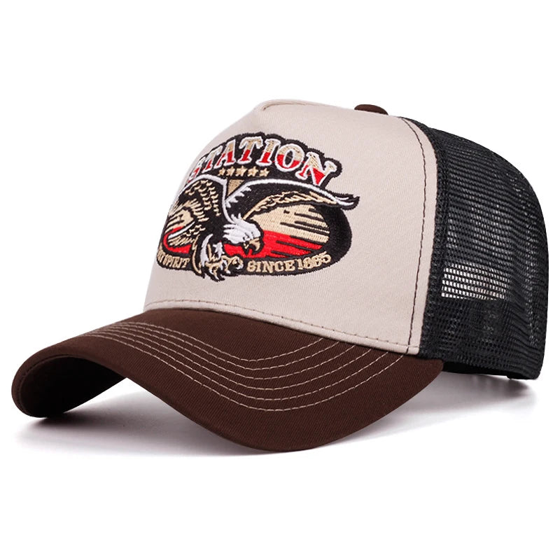 Station Five Star Eagle Embroidered Mesh Baseball Cap