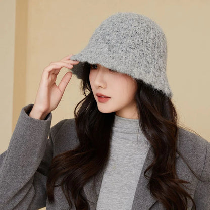 Women Knitted Korean Style Retro Winter Bucket Hat