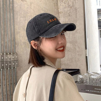 Vintage Washed Cotton Letter Sunshade Baseball Cap