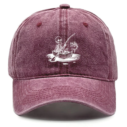 Fishing Skulls Washed Cotton Snapback Caps