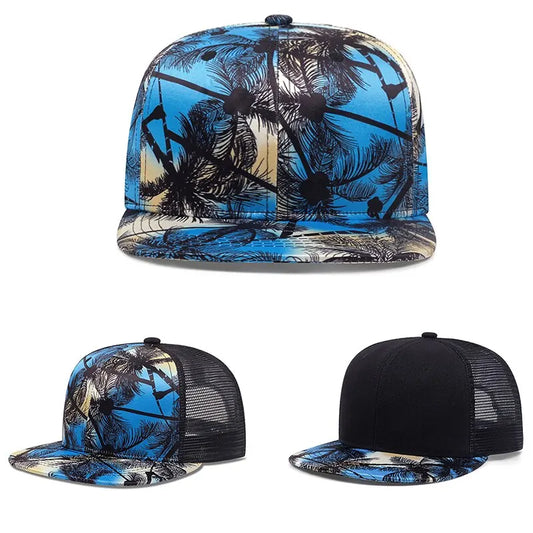 Blue Coconut Tree Snapback Hat Unisex