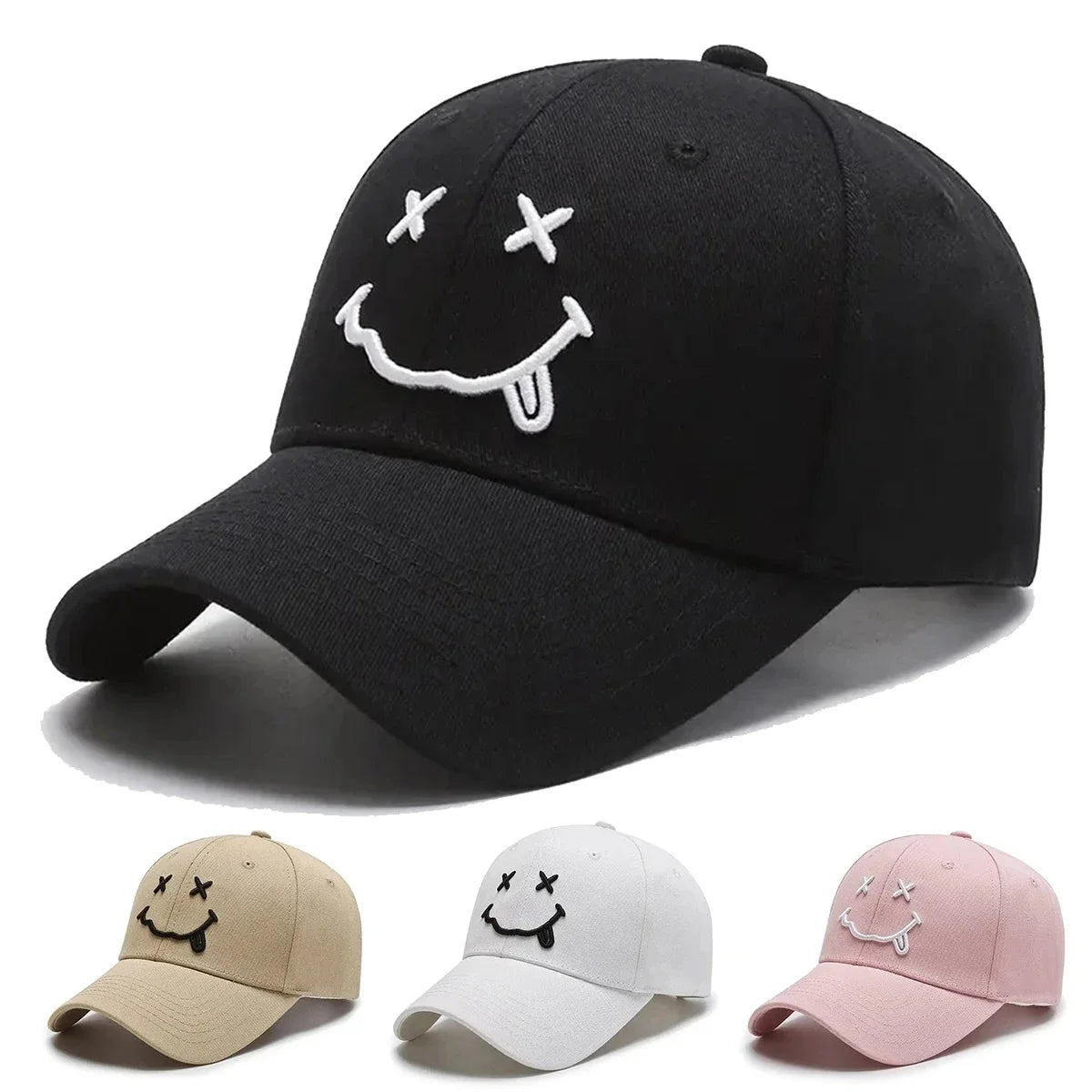 Unisex Smiling Face Embroidered Baseball Cap