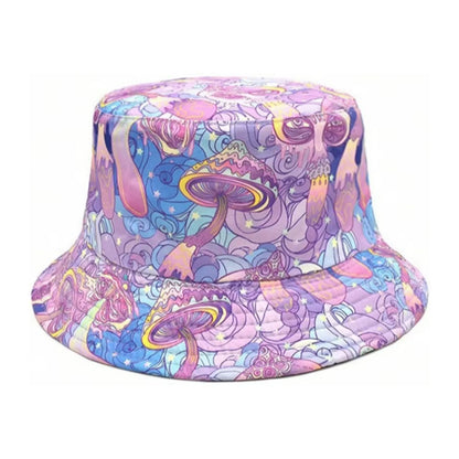 Purple Mushroom Print Double Sided Bucket Hat
