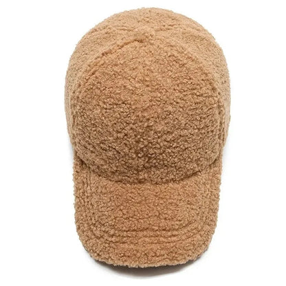 Lamb Wool Plush Winter Baseball Cap