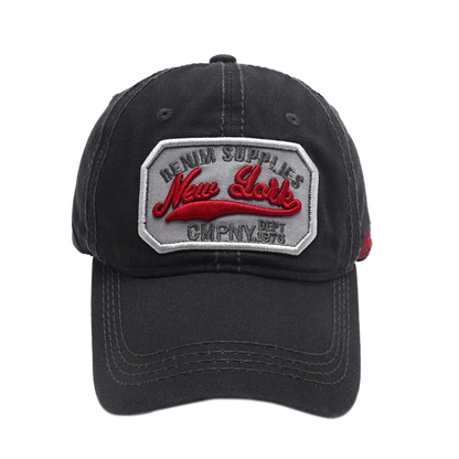 New York Letter Embroidered Washed Cotton Snapback Baseball Hat