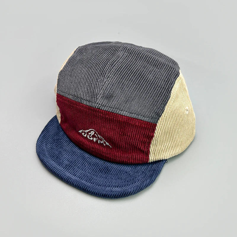 Japanese Color Block Corduroy Retro Snapback Cap