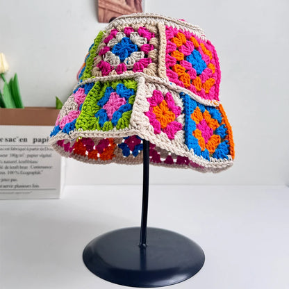 Handmade Flower Knit Winter Bucket Hat