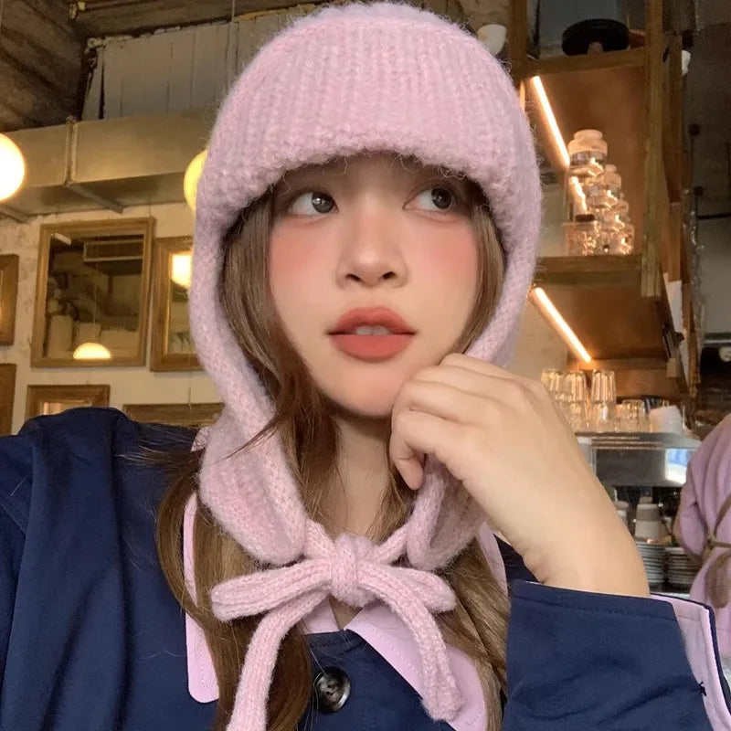 Knitted Wool Ear Protection Winter Bucket Hat