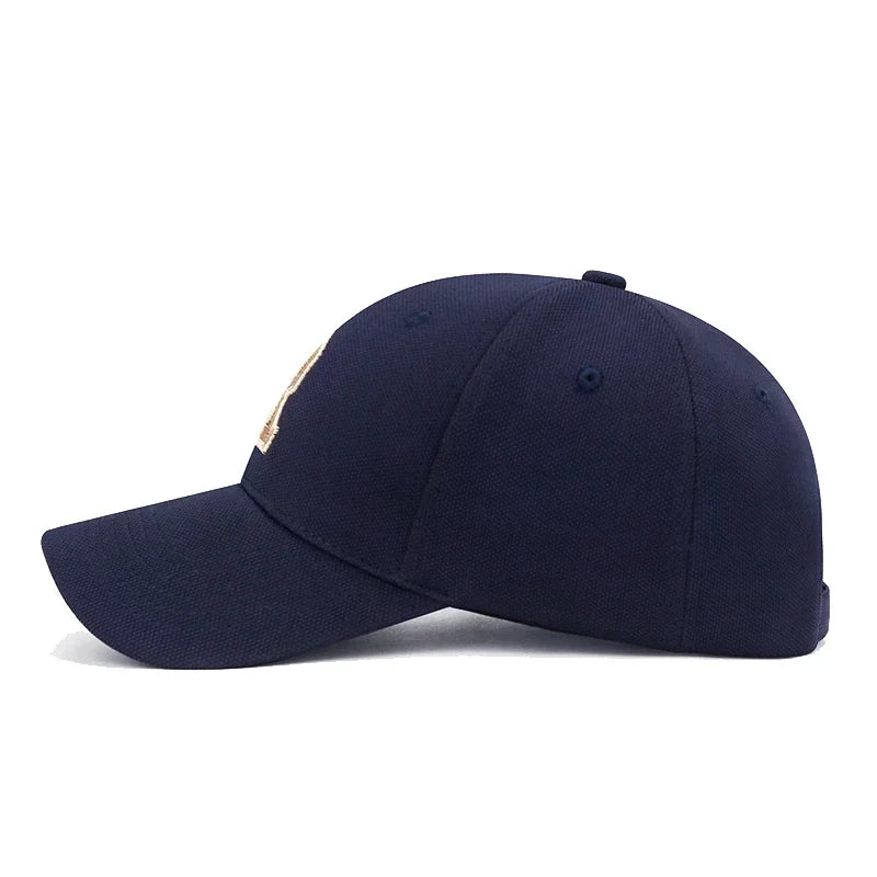 R Letter Gold Embroidery Premium Baseball Cap