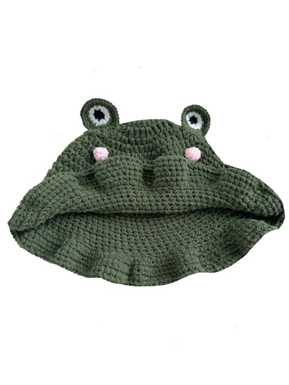 Hand Woven Frog Ruffled Fisherman Bucket Hat