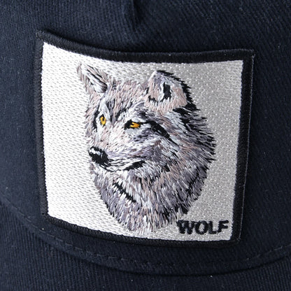 Unisex Wolf Patch Embroidery Trucker Baseball Cap