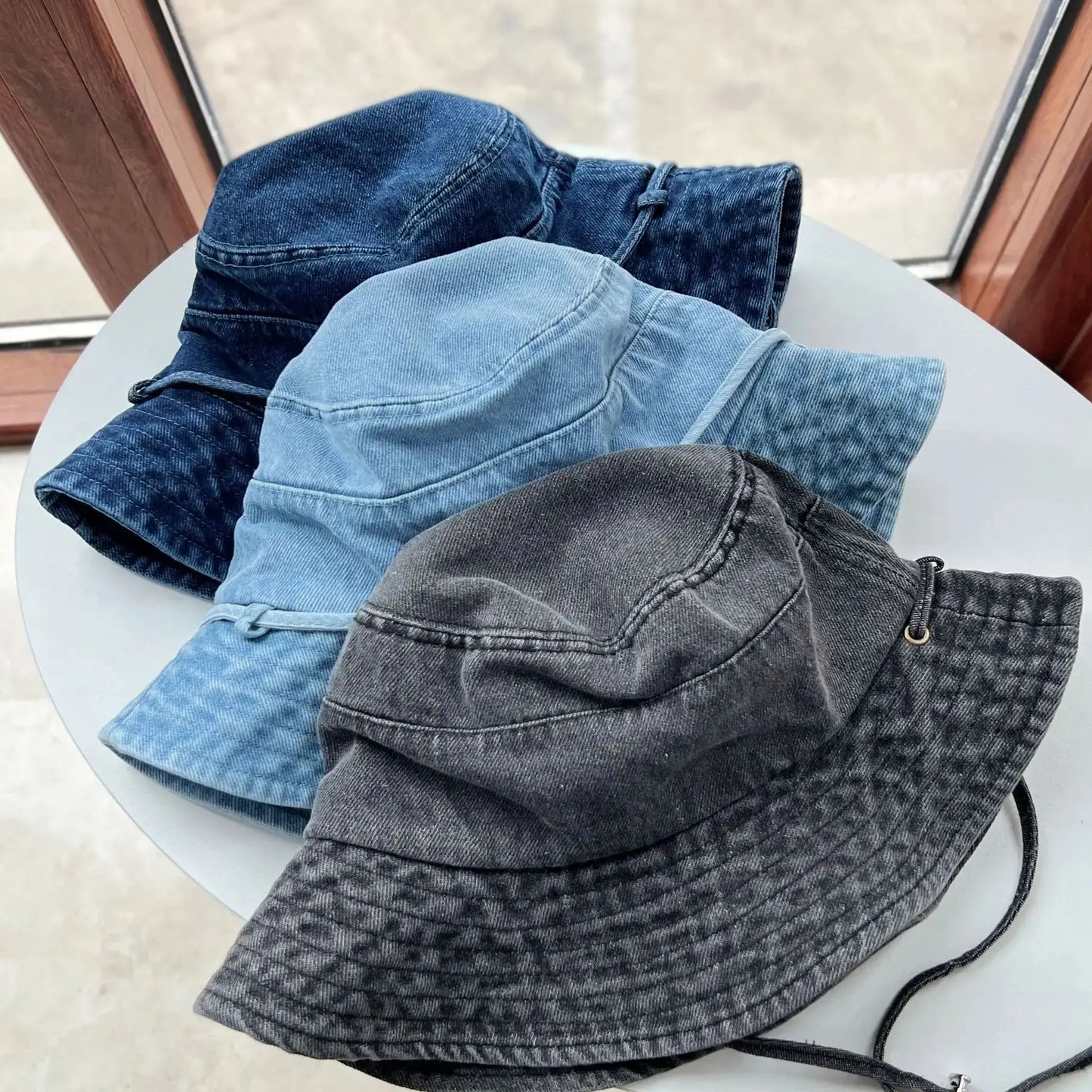 Retro Washed Denim Bucket Hat