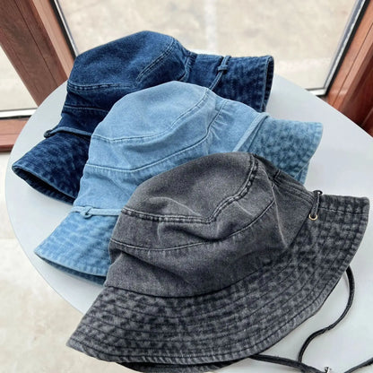Retro Washed Denim Bucket Hat