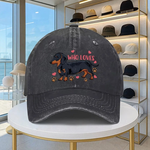 Dachshund Love Graphic Washed Cotton Baseball Cap