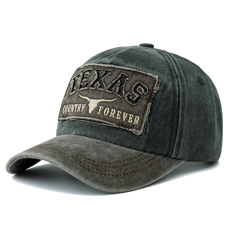 Washed Texas Letter Embroidered Baseball Cap