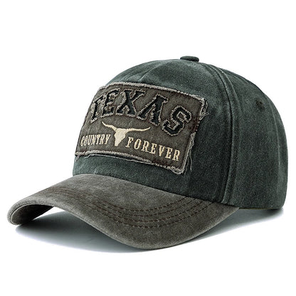 Washed Texas Letter Embroidered Baseball Cap