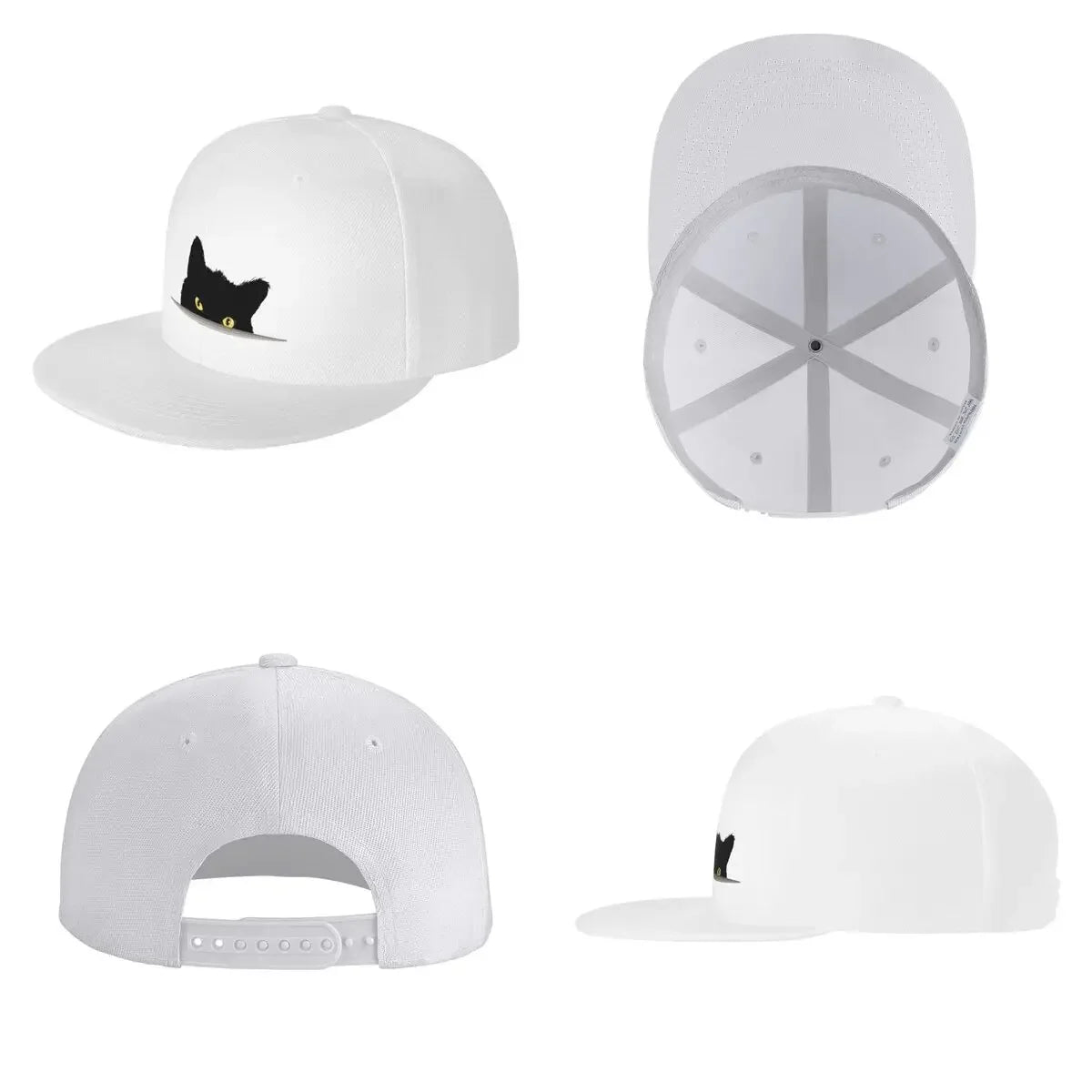 Black Cat Peeking Breathable Snapback Cap