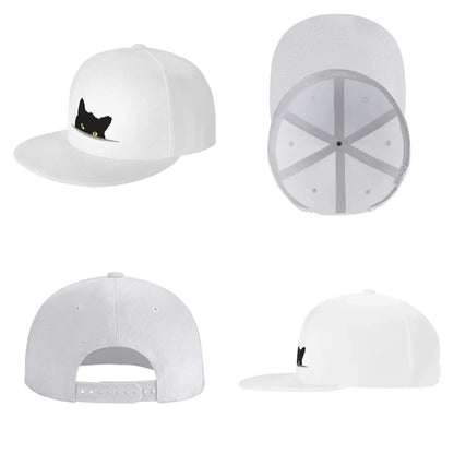 Black Cat Peeking Breathable Snapback Cap