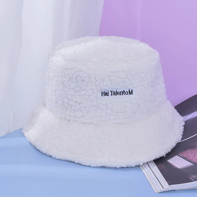 Appa Lamb Wool Winter Faux Fur Printed Bucket Hat