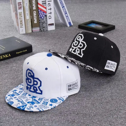 Fashion SR Letter Embroidery Snapback Cap