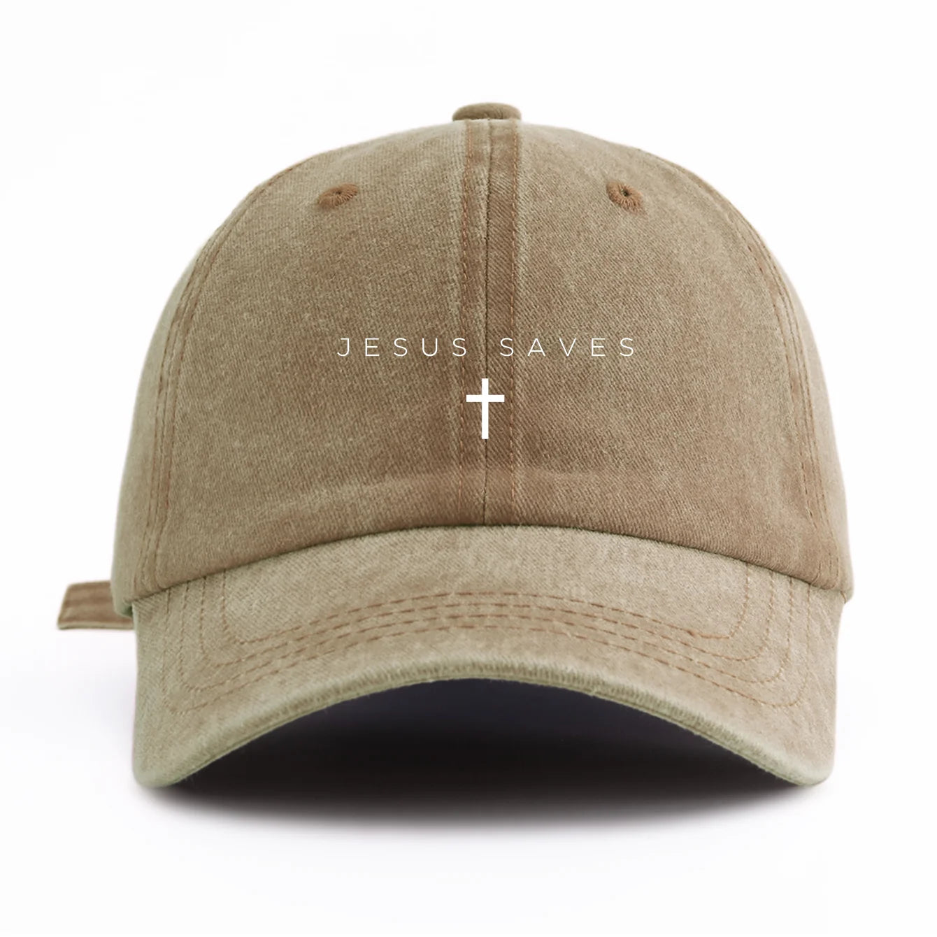 Jesus Saves Print Washed Baseball Cap