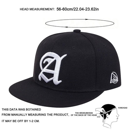 Unisex A Letter Embroidered Casual Snapback Cap