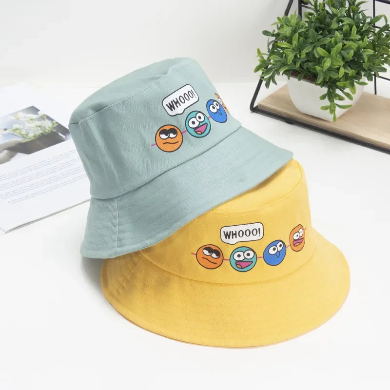Kids Cartoon Windproof Rope Bucket Hat