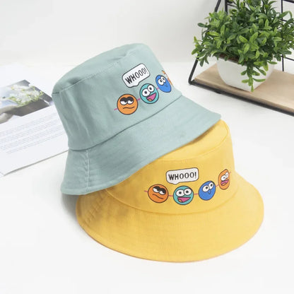 Kids Cartoon Windproof Rope Bucket Hat