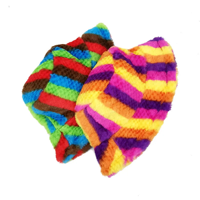 Plush Rainbow Rabbit Bucket Hat