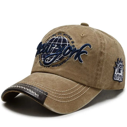 Distressed Washed Cotton Korean Outdoor Baseball Cap