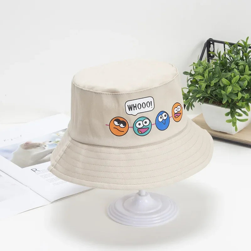 Kids Cartoon Windproof Rope Bucket Hat
