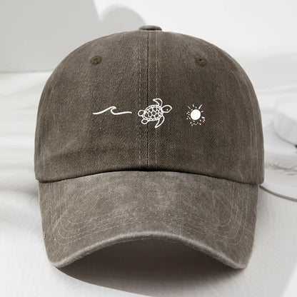 Wave Turtle Retro Baseball Cap Unisex