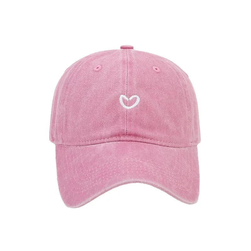 Washed Cotton Love Embroidery Retro Baseball Cap