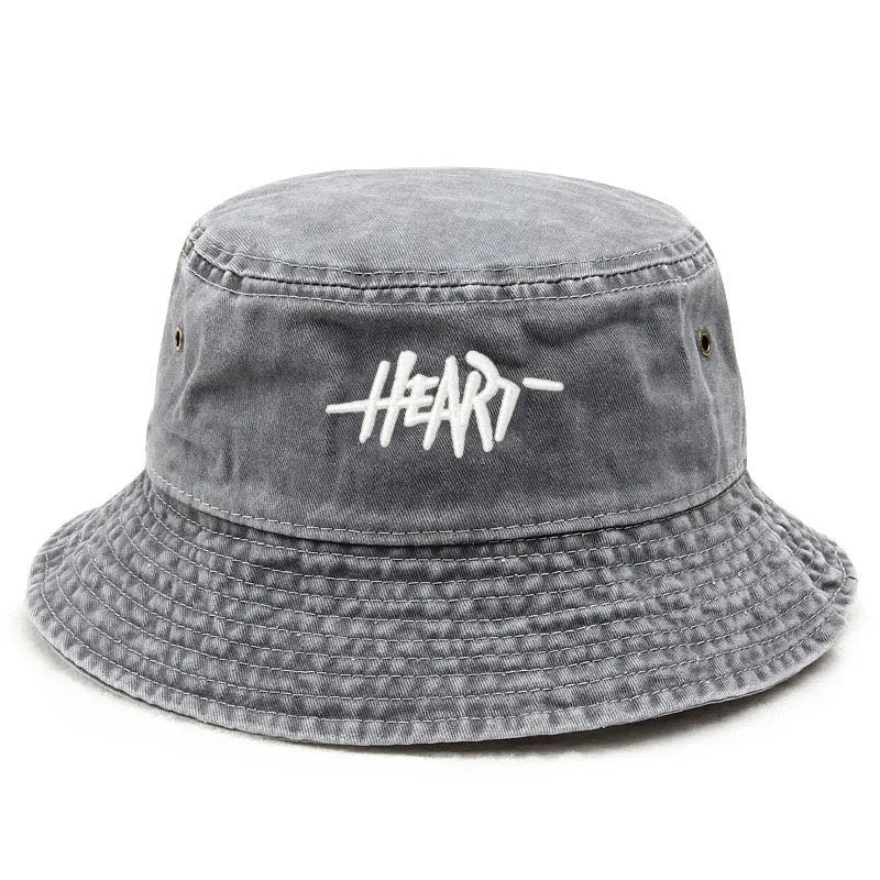 Unisex Heart Design Vintage Bucket Hat