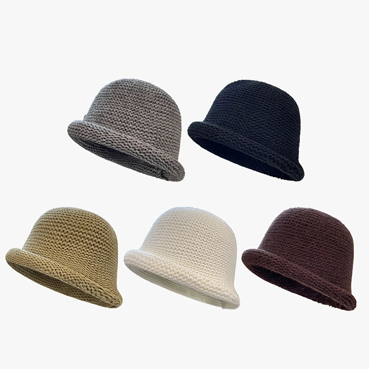 Rolled Edge Crochet Wool Bucket Hat