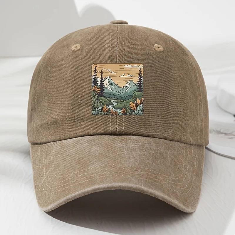 Retro Landscape Print Outdoor Baseball Cap