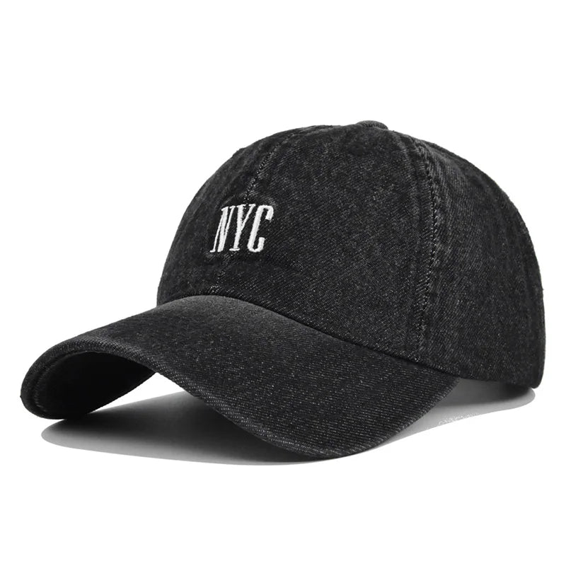NYC Embroidered Denim Snapback Cap