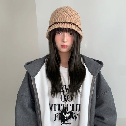 Retro Twisted Knit Winter Bucket Hat