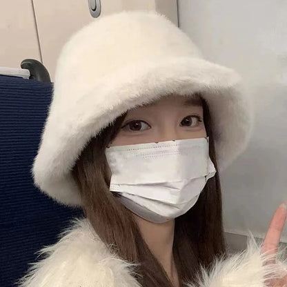 Windproof Fluffy Fur Winter Bucket Hat