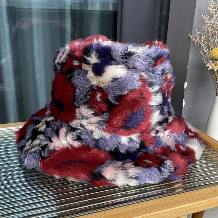 Korean Faux Fur Long Hair Winter Bucket Hat
