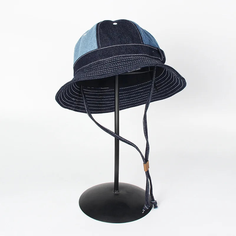 Vintage Denim Wide Brim Unisex Bucket Hat