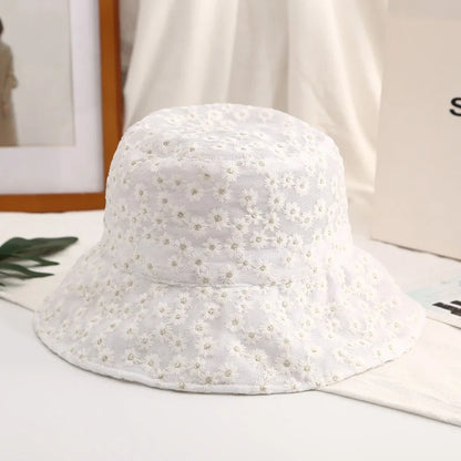 Panama Lace Transparent Flower Korean Beach Bucket Hat